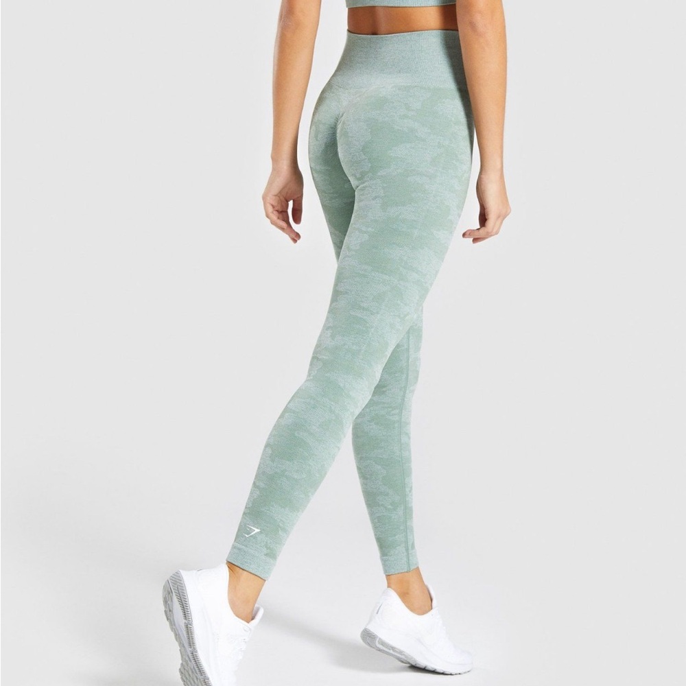 Gymshark camo leggings seamless sage green